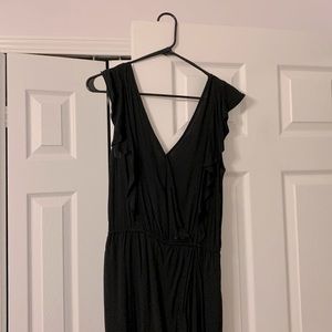 black hi-low tie back dress with shorts